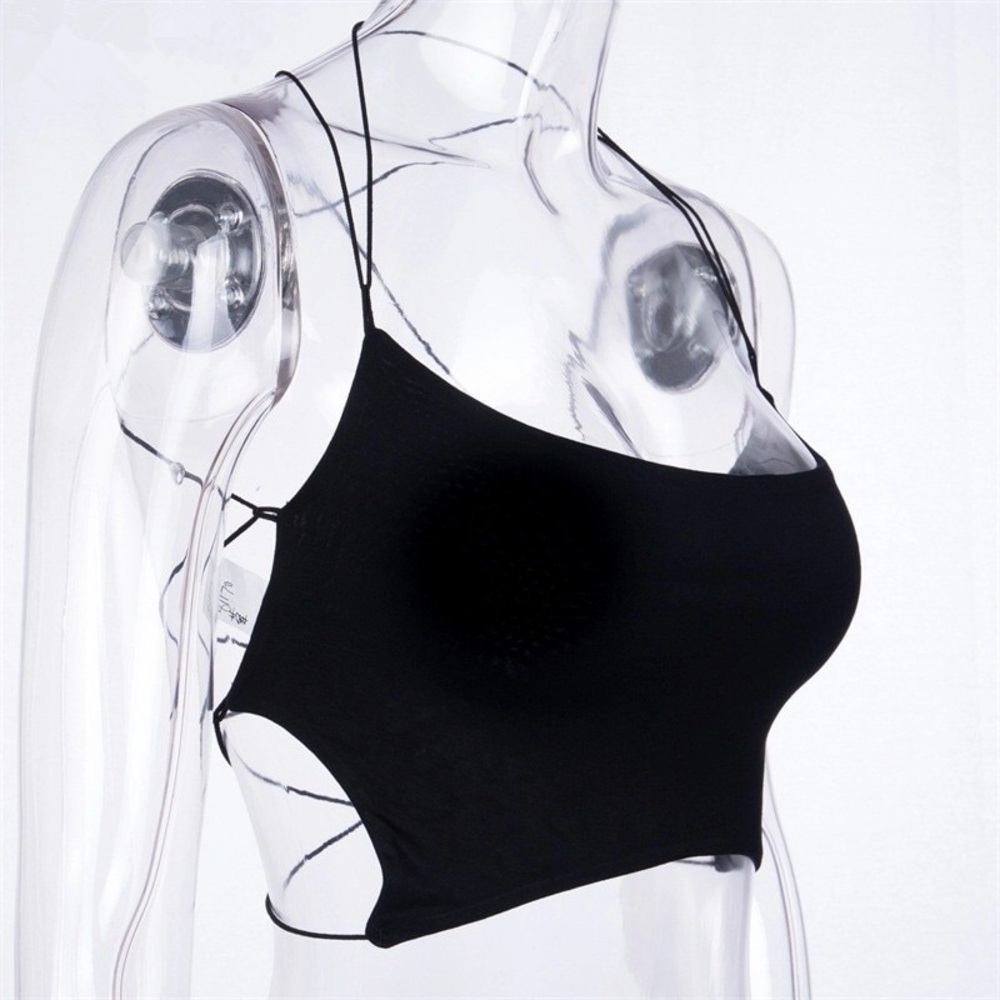 Black crop top backless - Picture 5 of 7